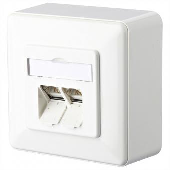 E-DAT C6A Prise, 2 ports, apparent (AP), blanc pur 