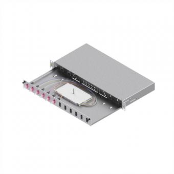 Boîtier d'épissure fibre optique EasyLan Grade C 19 pouces 1U, 12 ports, 6x LC duplex, OM4 