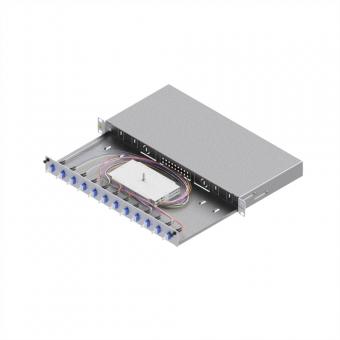 Boîtier d'épissure fibre optique EasyLan Grade C 19 pouces 1U, 12 ports, 12x LC duplex, OS2 