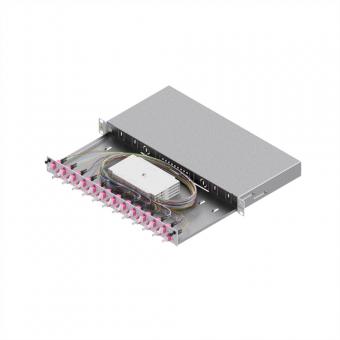 Boîtier d'épissure fibre optique EasyLan Grade C 19 pouces 1U, 24 ports, 24x LC duplex, OM4 