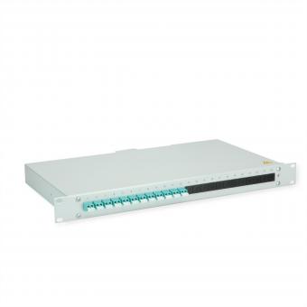 BASIS eco LWL-Panel mit Kupplungen, 12x LC Duplex, türkis, OM3 