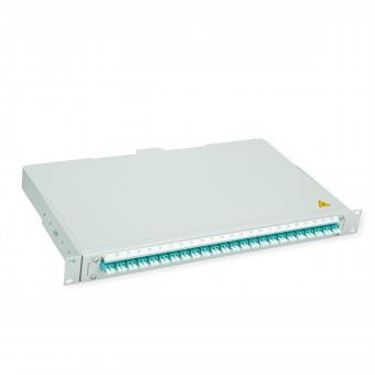 BASIS V LWL-Panel mit Kupplungen & Pigtails, 24x LC Duplex, türkis, OM3 