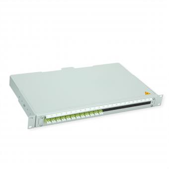 BASIS V LWL-Panel mit Kupplungen & Pigtails, 12x LC Duplex, lindgrün, OM5 