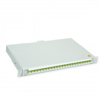 BASIS V LWL-Panel mit Kupplungen & Pigtails, 24x LC Duplex, lindgrün, OM5 