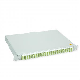BASIS V LWL-Panel mit Kupplungen & Pigtails, 24x LC Quad, lindgrün, OM5 