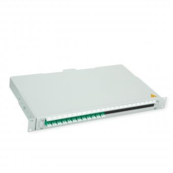 BASIS V LWL-Panel mit Kupplungen & Pigtails, 12x LC Duplex, grün, OS2 APC 