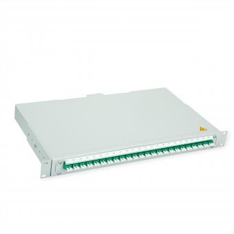 BASIS V LWL-Panel mit Kupplungen & Pigtails, 24x LC Duplex, grün, OS2 APC 
