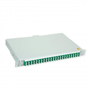BASIS V LWL-Panel mit Kupplungen & Pigtails, 24x LC Quad, grün, OS2 APC 