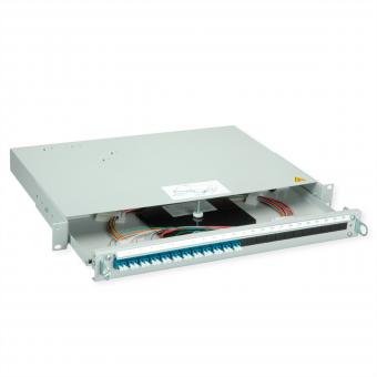 PROFI V LWL-Panel mit Kupplungen & Pigtails, 12x LC Duplex, blau, OS2 PC, Grade B 