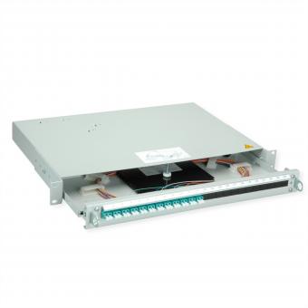 PROFI V LWL-Panel mit Kupplungen & Pigtails, 12x LC Duplex, türkis, OM3, Grade B 