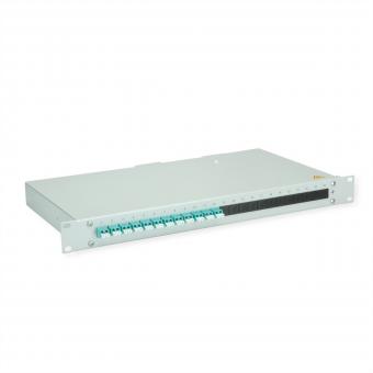 BASIS eco LWL-Panel mit Kupplungen & Pigtails, 12x LC Duplex, türkis, OM3, Grade C 