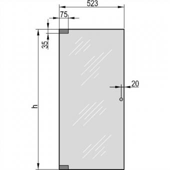 Porte vitrée, ouverture 120° - SEKURIT-TUER 12UH 553B 