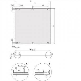 Face avant, profil en U, Refrofit Shielding, 4 U, 42 HP, 2,5mm, alu, face avant anodisée, face arrière conductrice 