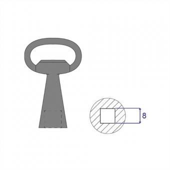 Clé 8mm serrure carrée 