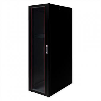 19-pouces Baie réseau Basic 42U, 600x1000 LxP Porte verre noir 