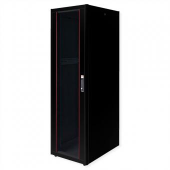 19-pouces Baie réseau Basic 42U, 600x800 LxP Porte verre noir 