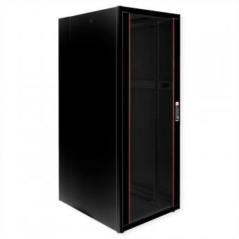 19-pouces Baie réseau Basic 42U, 800x1000 LxP Porte verre noir 