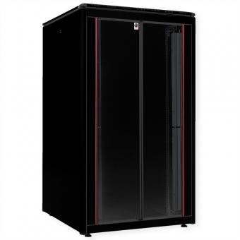 19-pouces Baie réseau Pro 26U, 800x800 LxP Porte verre noir 