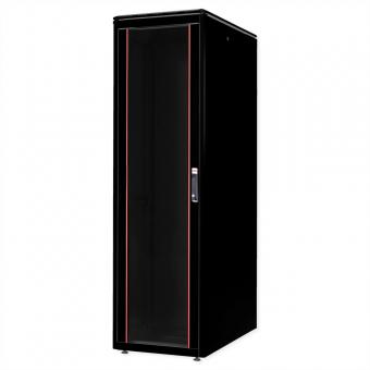 19-pouces Baie réseau Pro 47U, 600x1000 LxP Porte verre noir 