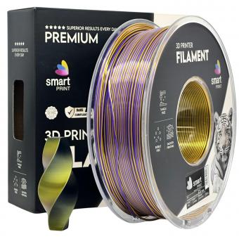 Filament PLA Silk tricolore (noir, or, violet), Smart Print, noir 6 C, 116 C, 2592 C 