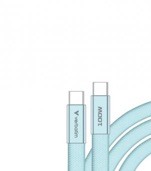 Câble Sync + Charge SoftTouch 100W, USB-C vers USB-C, 120cm, bleu 