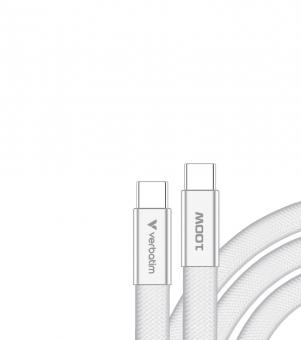 Câble Sync + Charge SoftTouch 100W, USB-C vers USB-C, 120cm, blanc 