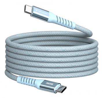 Câble magnétique de synchronisation et de recharge - 60W, USB-C vers USB-C, 120cm, bleu 