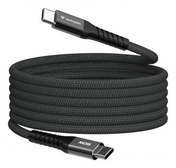 Câble magnétique de synchronisation et de recharge - 60W, USB-C vers USB-C, 120cm, noir 