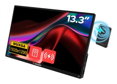 Tragbarer Touchscreen-Monitor mit 13,3 Zoll und WUXGA-Auflösung + kabellose Stromversorgung 