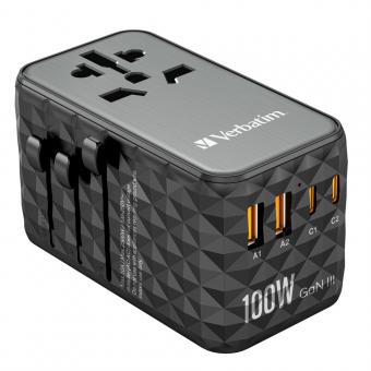 Adaptateur de voyage universel UTA-06 100W GaN III avec 2 ports USB-C PD + QC 4+ et 2 ports USB-A QC 3.0 