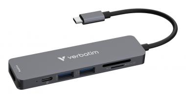 USB-C Essentials Multiport-Hub mit 6 Anschlüssen: HDMI, USB-C PD, USB-A 3.2 Gen 1, USB-A, SD + microSD 