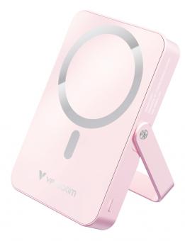 Batterie externe sans fil magnétique Charge n Go avec support - 10 000 mAh, rose 