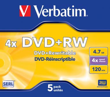 DVD+RW argent mat, lot de 5 