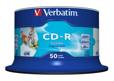 CD-R AZO Wide, imprimable au jet d'encre, sans identifiant, 700 Mo, 52x, 50 pièces 