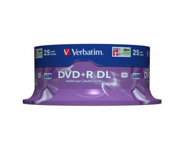 DVD+R double couche 8x, argent mat, lot de 25 disques, 8,5 Go DVD+R DL, 25 pièces 