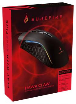 Souris de jeu SureFire Hawk Claw pour droitiers, USB Type-A, optique, 6 400 DPI 