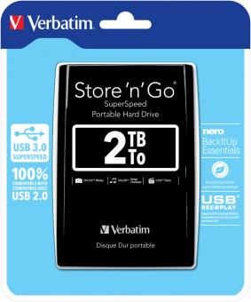 VERBATIM Store n Go 2.5-Zoll (6.35cm) 2TB USB 3.0 BLACK 