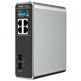 Commutateur PoE industriel Cloud Couche 2, 4 ports Gigabit RJ45 + 2 ports Gigabit SFP 