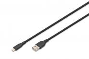 Lightning Silikon Anschlusskabel, USB-A zu Lightning, 0,5m, schwarz 