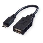 USB 2.0 Kabel, USB 2.0 Typ Micro B zu Typ A Buchse, OTG, 0,15m 