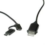 USB 2.0 Kabel Micro B + Typ C (Stecker) / Typ A (Stecker oder Buchse), OTG, 1,0m 