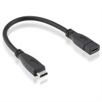 USB 3.1 Typ C Kabel, C zu C, Stecker/Buchse, schwarz, 0,15m 
