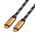 GOLD USB4 Gen3x2 Kabel, CC, ST/ST, 40Gbit/s, 100W, schwarz / gold, 1m 