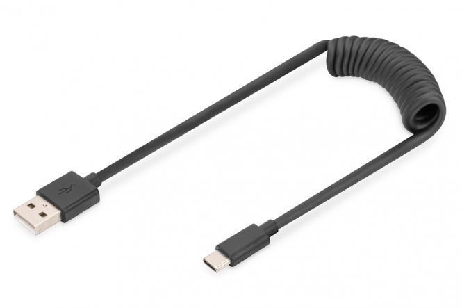 Câble spiralé USB 2.0 - USB A vers USB-C 