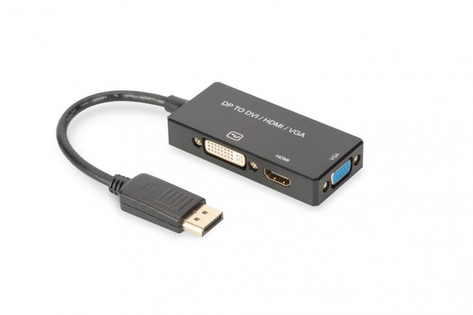 DisplayPort 3in1 Adapter / Konverter - DP - HDMI+DVI+VGA 