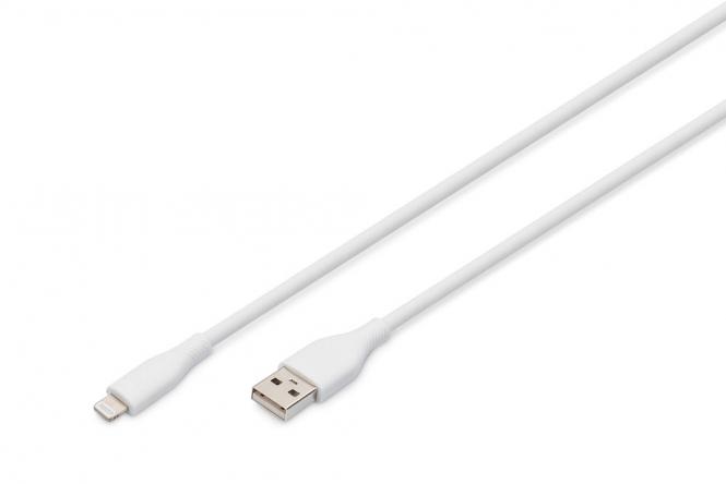 Câble de connexion Lightning en silicone, USB-A - Lightning 1m, blanc 