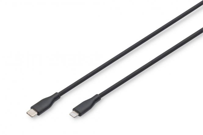 Câble de connexion Lightning en silicone, USB-C - Lightning, 0,5m, noir 