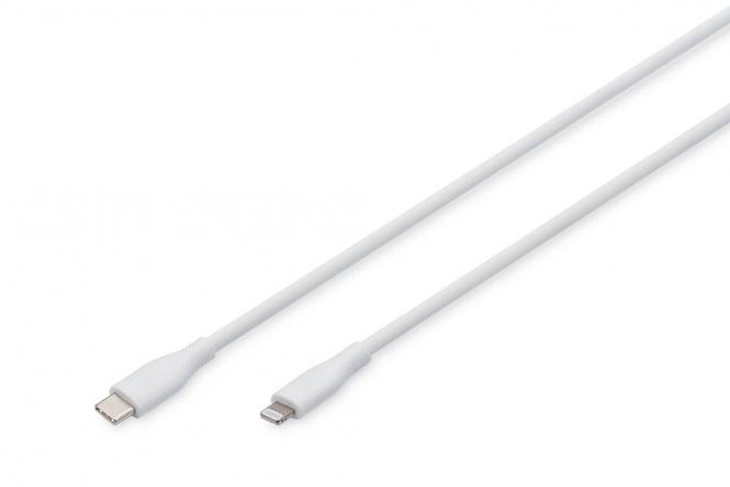 Câble de connexion Lightning en silicone, USB-C - Lightning, 0,5m, blanc 