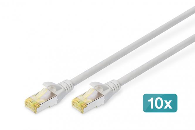 Câble de brassage CAT 6A S/FTP, 10 pièces 0,25 m | gris