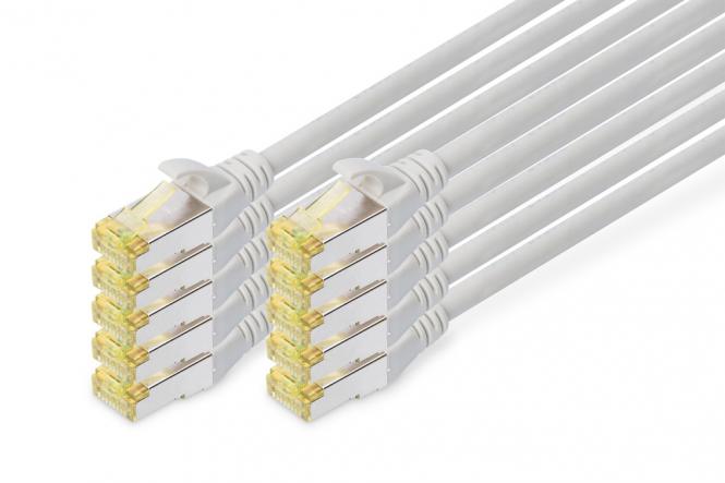Câble de brassage CAT 6A S/FTP, 10 pièces 0,50 m | gris